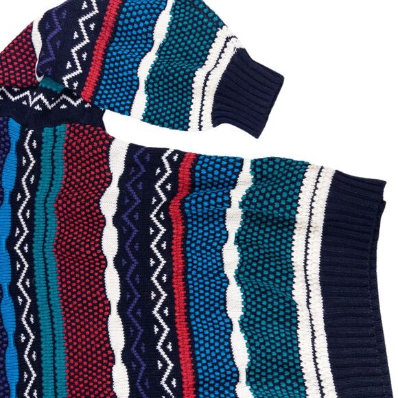 Vintage 80s Urban Works 3D Knit Sweater Cosby Biggie Coogi Style Men’s Large - Picture 4 of 6